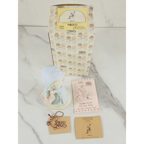 Enesco Precious Moments March Girl w/ Kite 5 1/2" Porcelain Figurine 1989 Taiwan - Picture 2 of 16